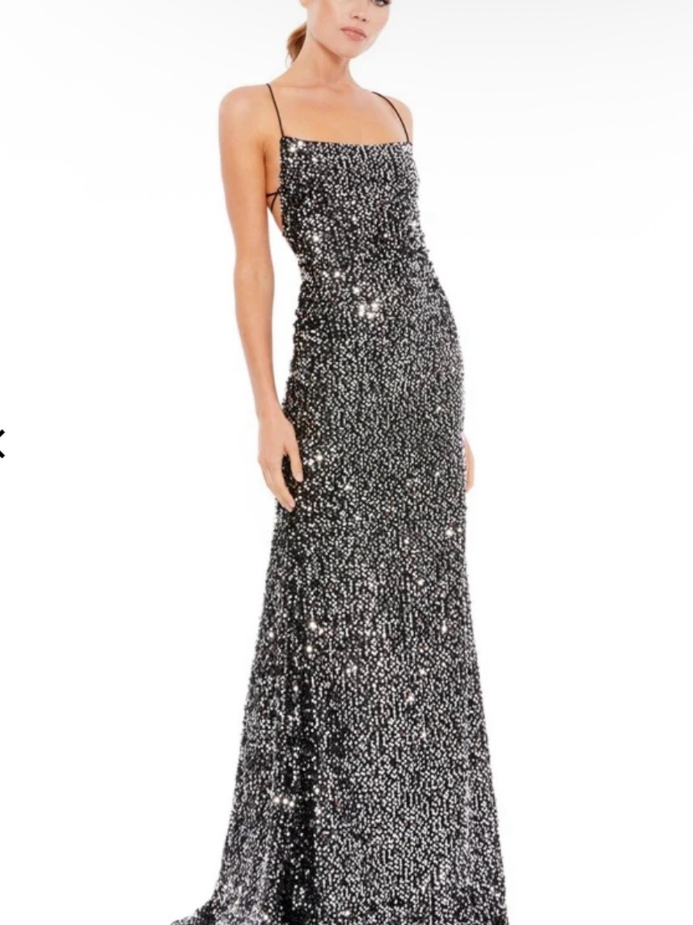 Sequin Halter Evening Gown in Black Rose - Picture 8 of 9
